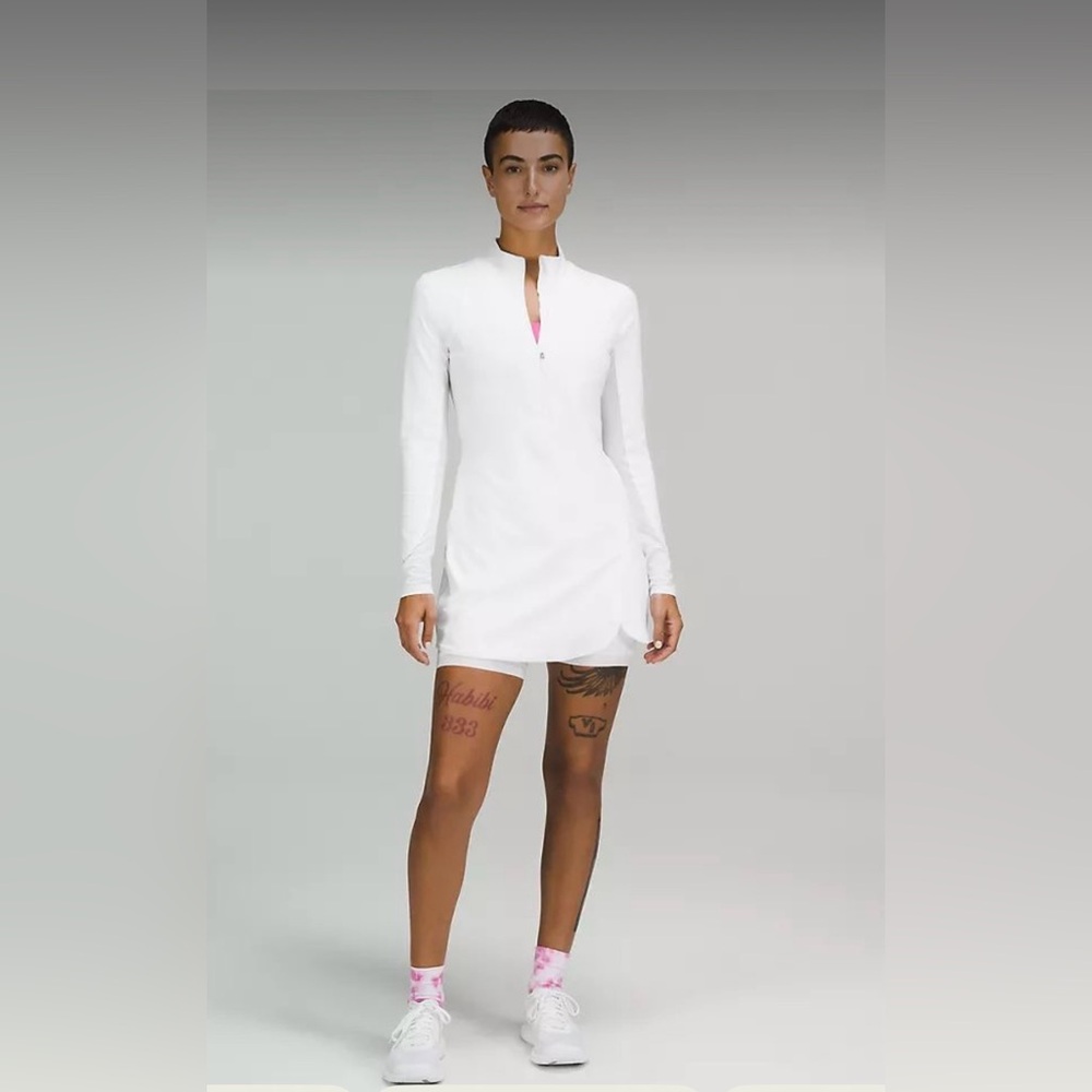 Lululemon  White Fitted Long Sleeve dress